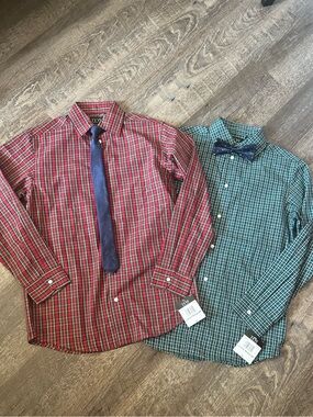 TFW Christmas Boys Long Sleeve Shirt +‎ Tie Set (Set of 2)-Size Large (14/16)
